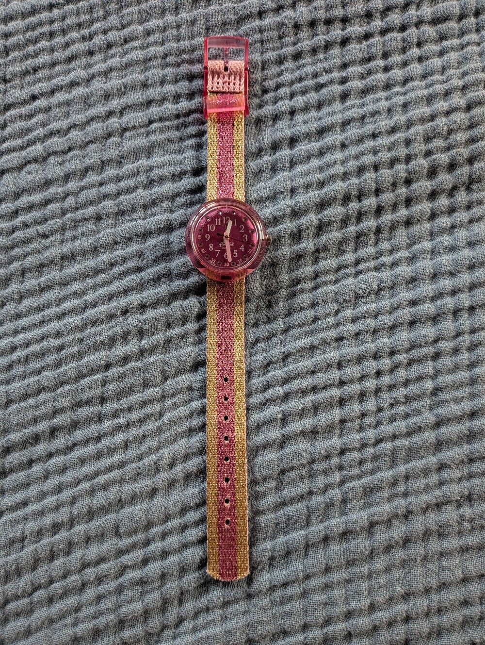Pink and Gold Striped Kids Swatch